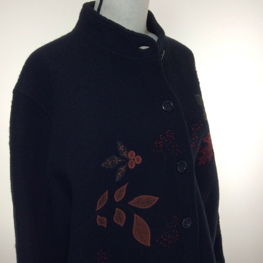 NORDIC design womens coat sz large black 100% wool - Picture 6 of 12